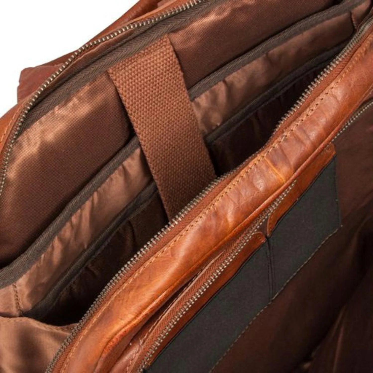 JUSTIFIED LEREN LAPTOP RUGTAS EVEREST COGNAC