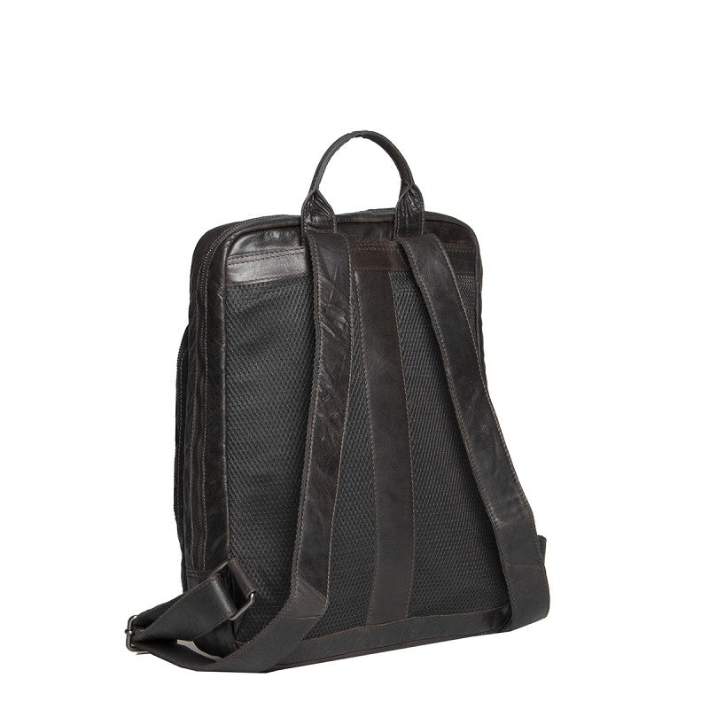 JUSTIFIED LEREN LAPTOP RUGTAS EVEREST ZWART