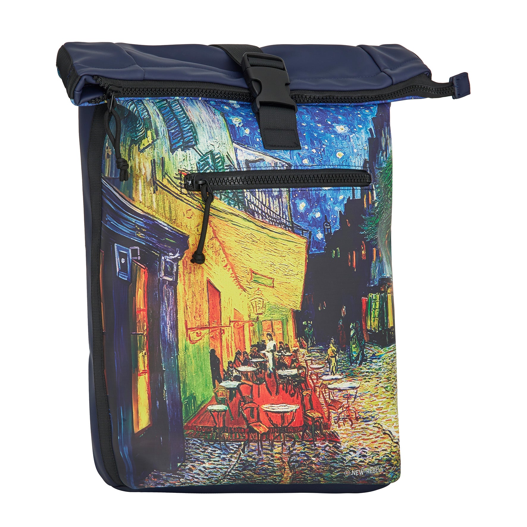 Mart Art New York Cafe At Night Waterproof Rolltop Rugzak 15.6"
