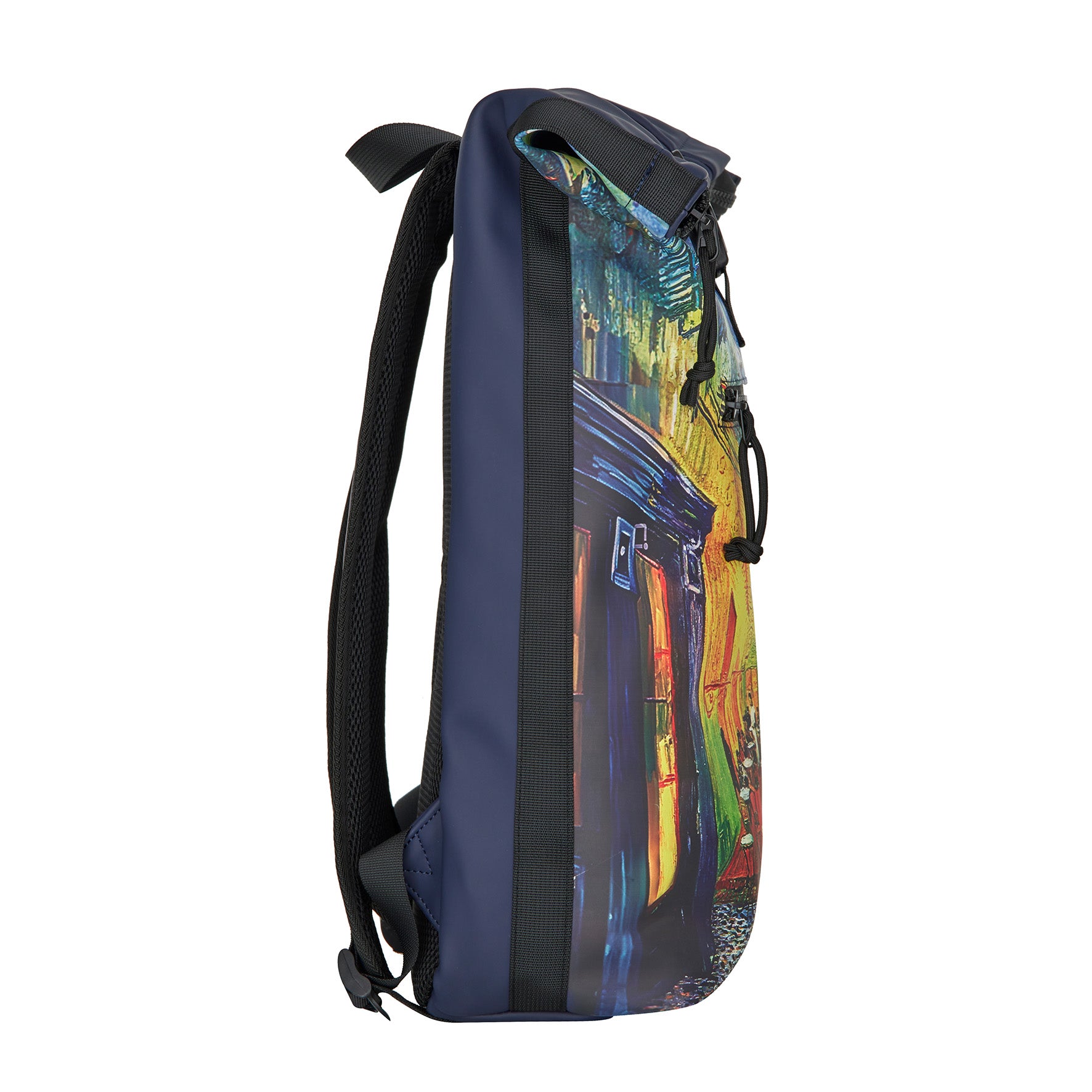 Mart Art New York Cafe At Night Waterproof Rolltop Rugzak 15.6"