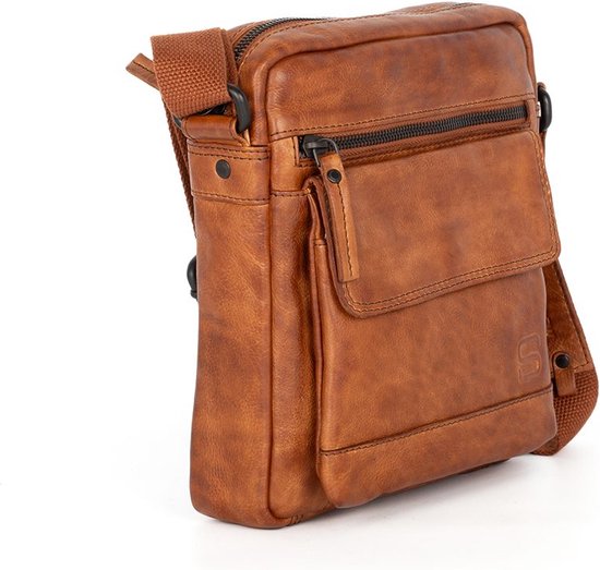 Spikes & Sparrow Leren Crossbodytas – Jason – Brandy Cognac 40741047