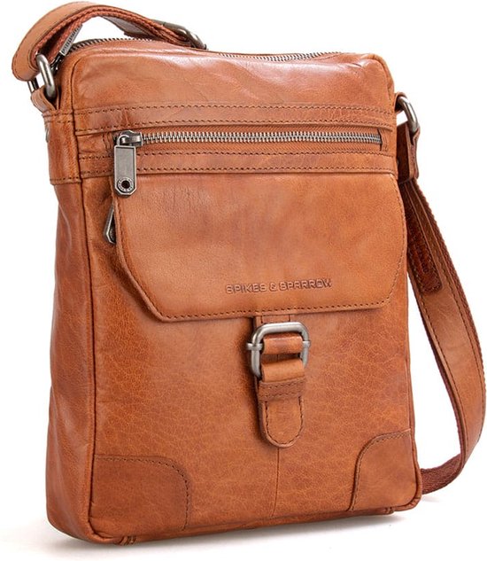 Spikes & Sparrow Leren A5 Crossbodytas – Nebraska – Brandy Cognac 24251N47