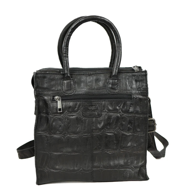 Beardesign Hand/schoudertas CP2172 Bonnie zwart croco