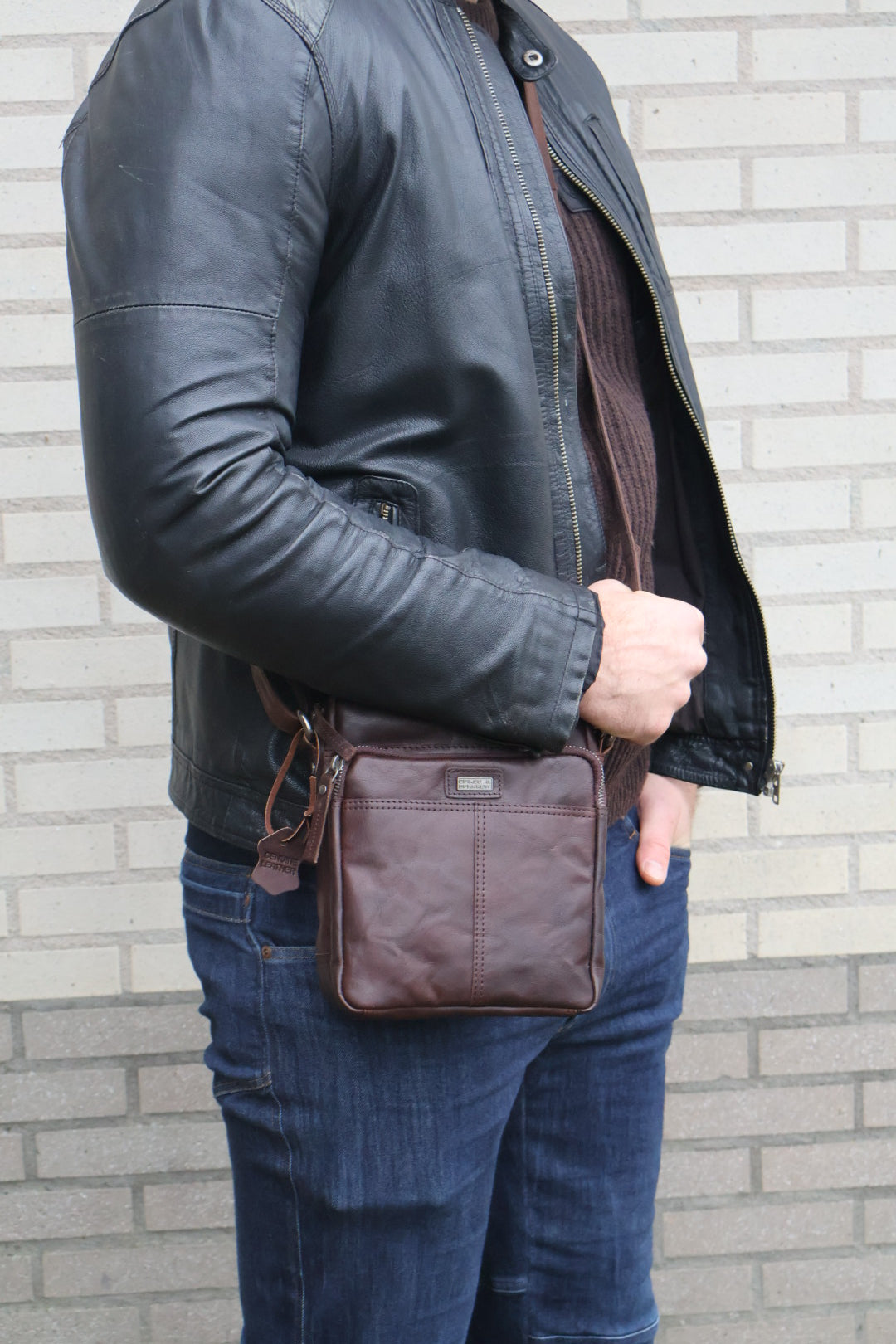 Spikes & Sparrow Leren Crossbodytas – Vermont – Donkerbruin 299D13101