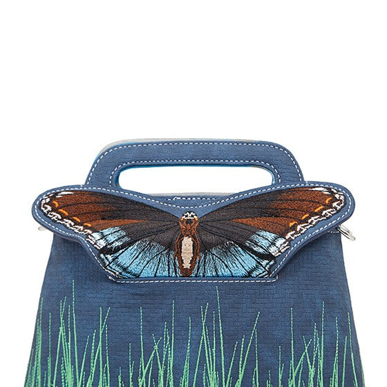 HIDIHI Rugtas/schoudertas Madame Butterfly Blauw MBU03