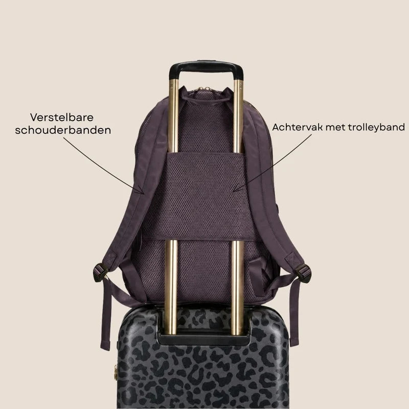 MŌSZ Laptoprugzak dames nylon 15.6 inch - donkerbruin - Maren
