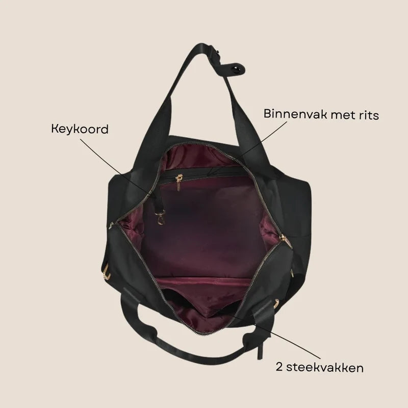 MŌSZ schoudertas - underseater- dames nylon 15.6 inch - zwart - Sandy M