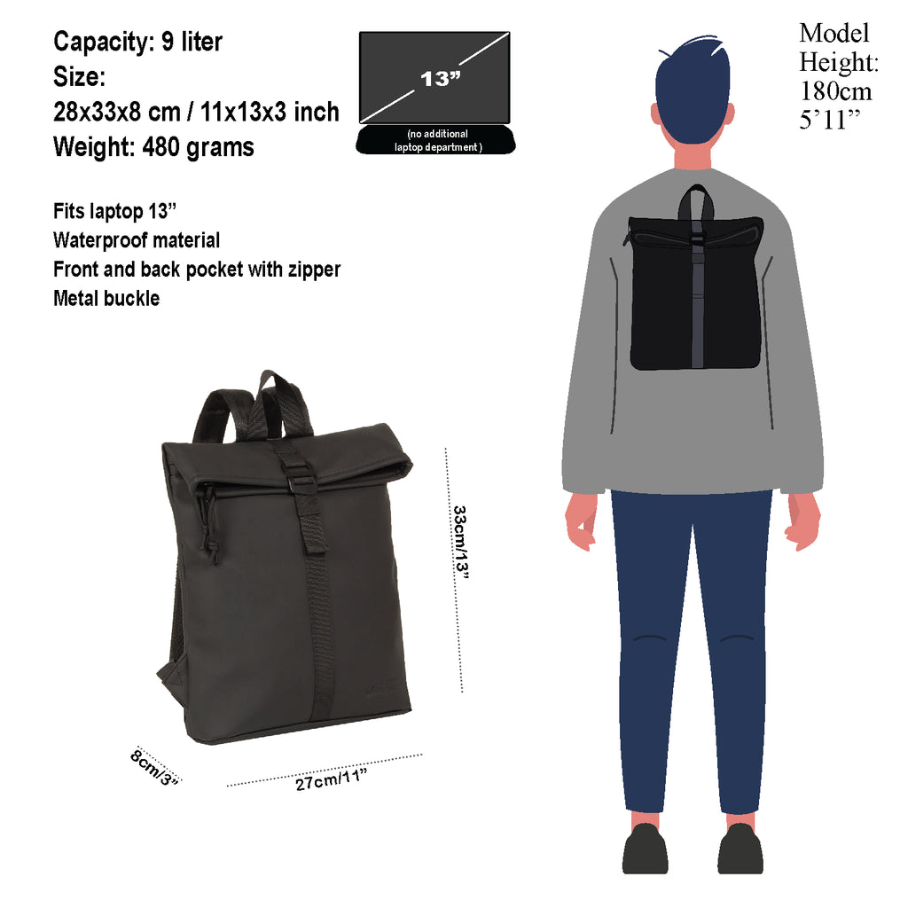 Mart Mini Zwart Waterproof Rugzak