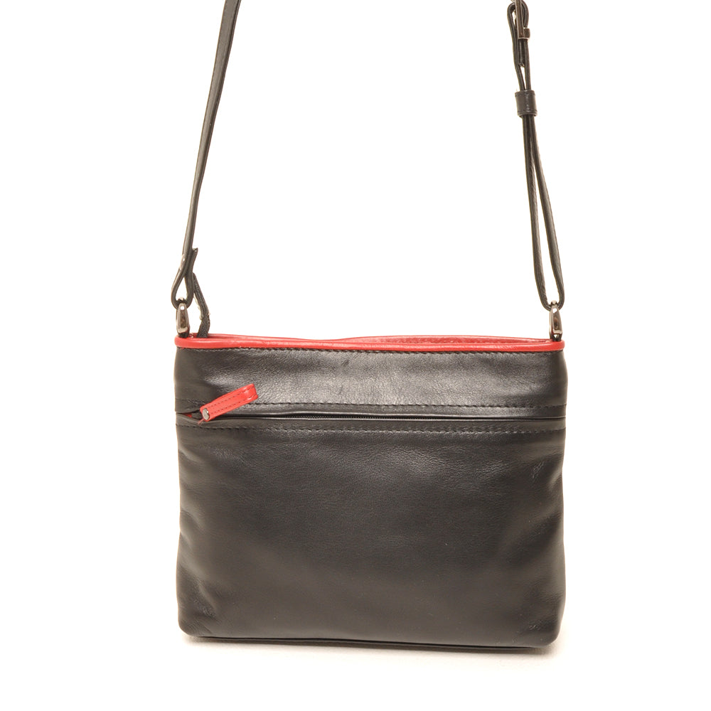 Berba Soft cross-over rits tasje 005-330-Zwart-Rood