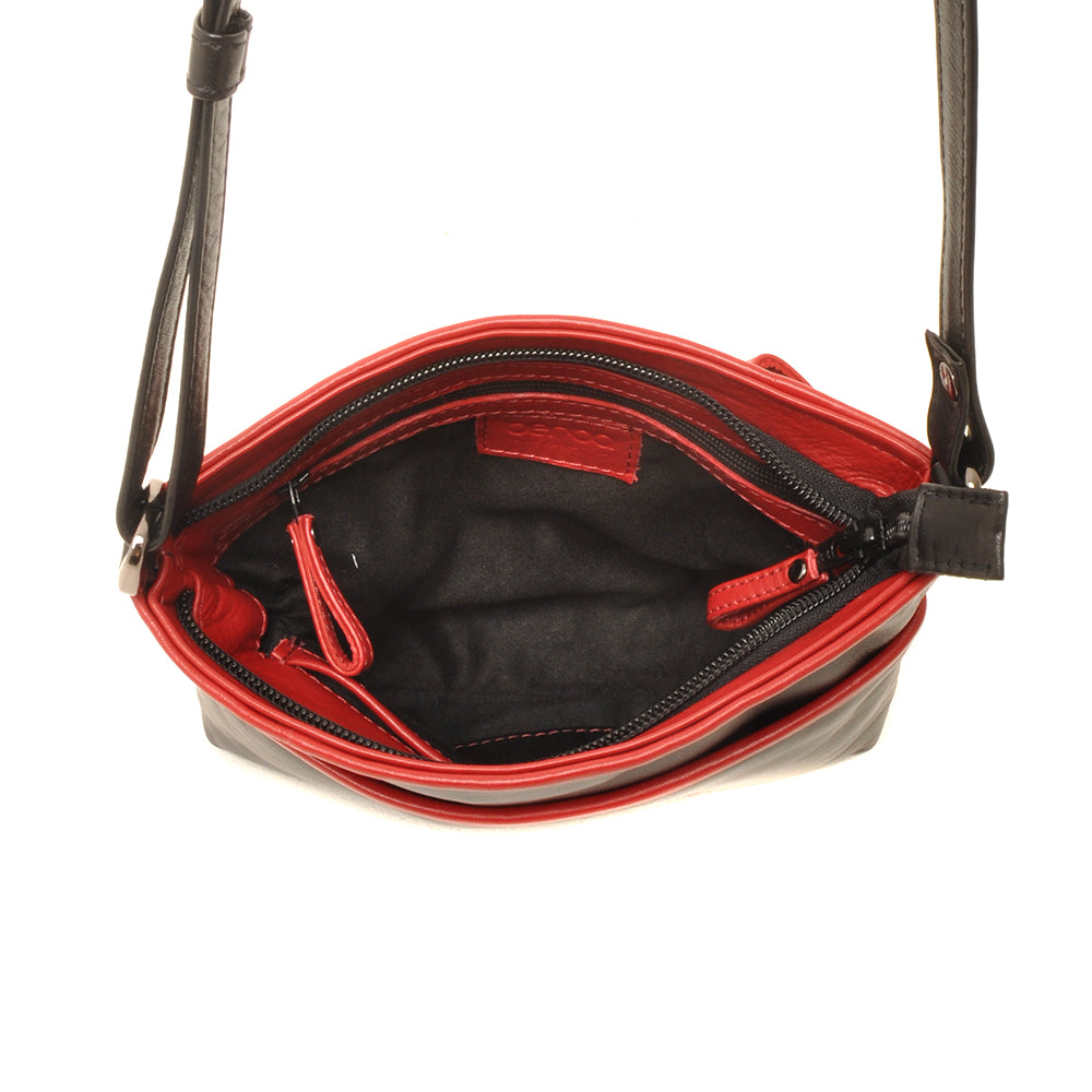 Berba Soft cross-over rits tasje 005-330-Zwart-Rood