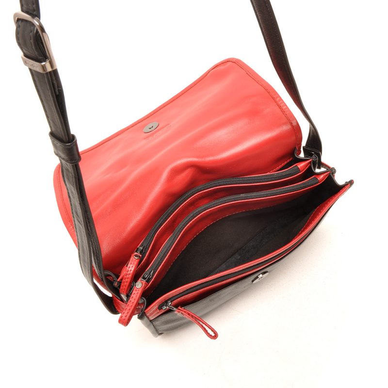 Berba Soft Overslagtas Middelmaat 005-517-Zwart-Rood