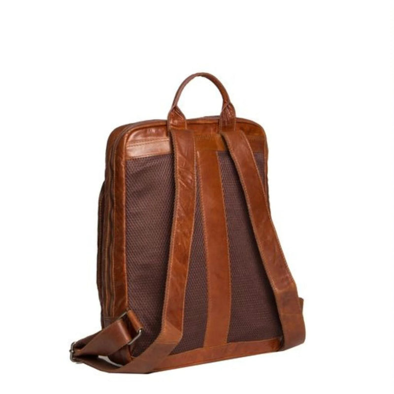 JUSTIFIED LEREN LAPTOP RUGTAS EVEREST COGNAC