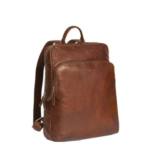 JUSTIFIED LEREN LAPTOP RUGTAS EVEREST COGNAC