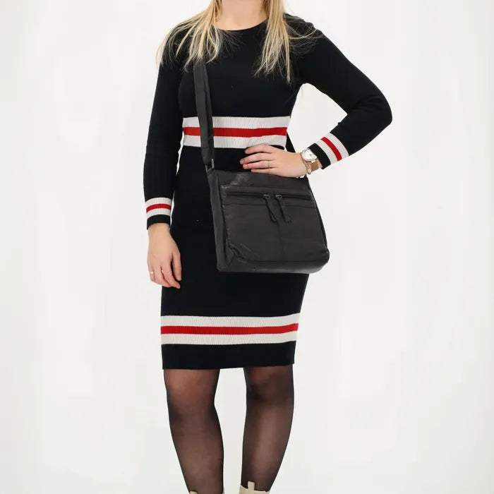 Maspalomas 20419 Zwart Lederen schoudertas