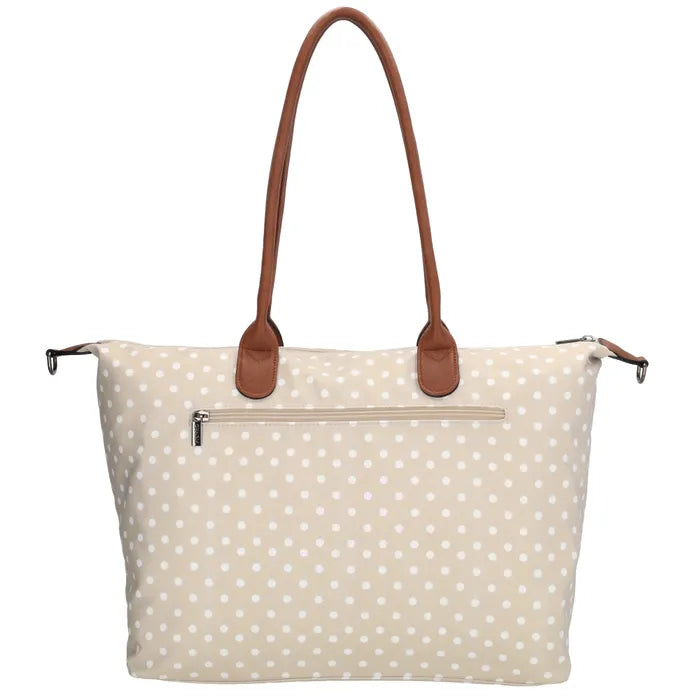 Charm London Buckingham Laptoptas 15.6 Inch Dots Wit Op Taupe