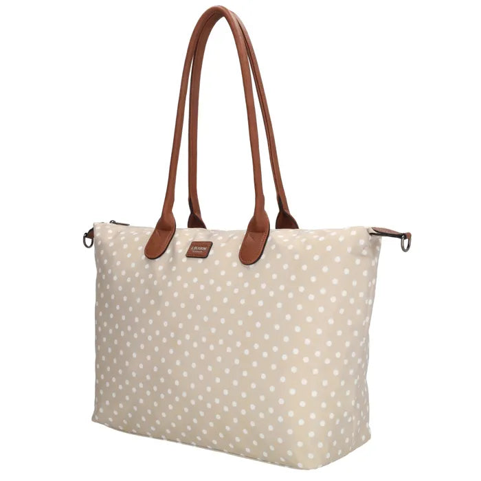 Charm London Buckingham Laptoptas 15.6 Inch Dots Wit Op Taupe