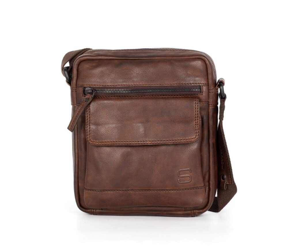 Spikes & Sparrow Leren Crossbodytas – Jason – Donkerbruin 40741067