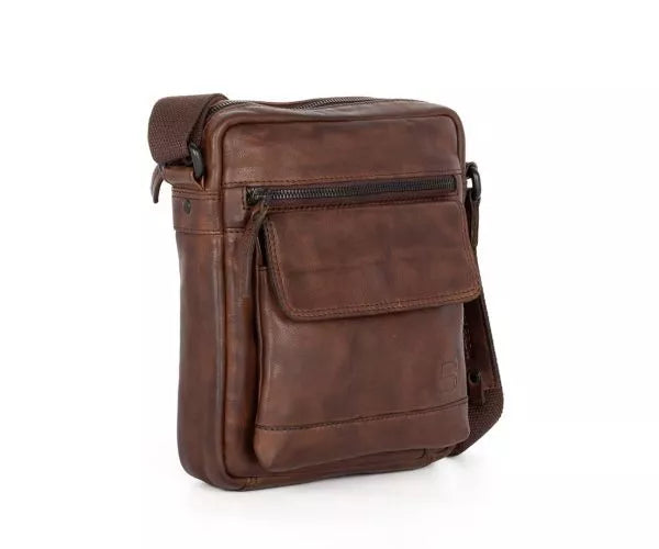 Spikes & Sparrow Leren Crossbodytas – Jason – Donkerbruin 40741067