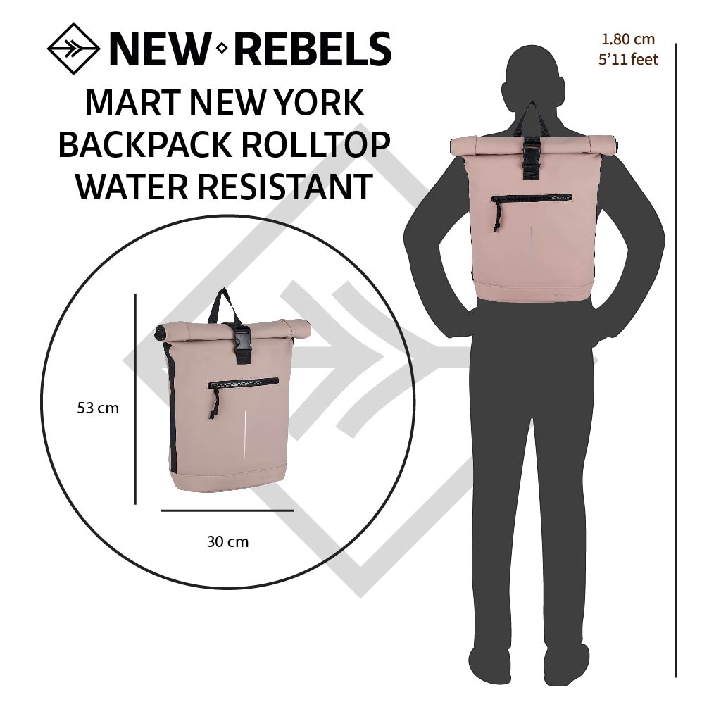 Mart Old Pink Waterproof Rolltop Rugzak 15"