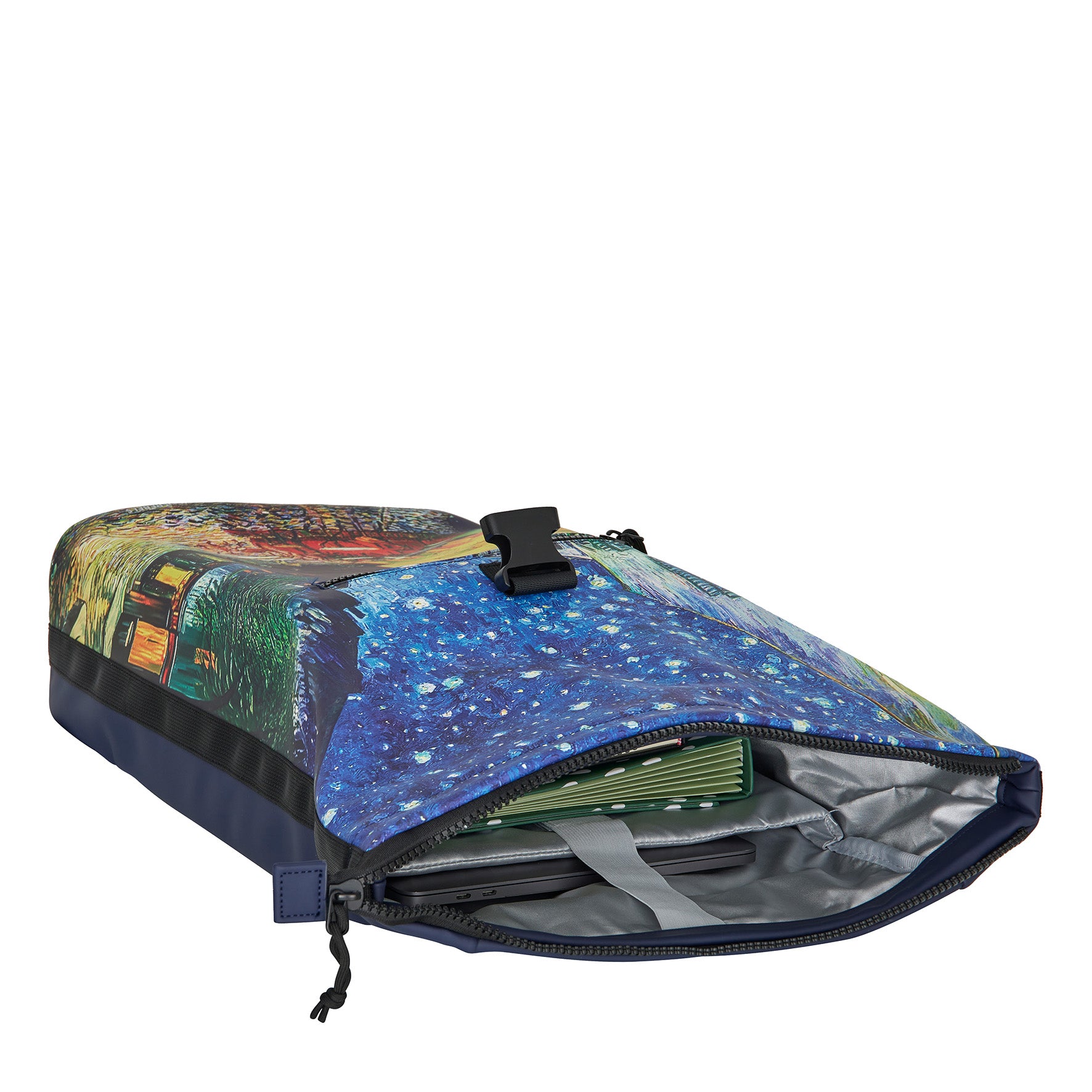 Mart Art New York Cafe At Night Waterproof Rolltop Rugzak 15.6"