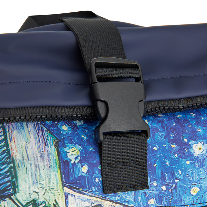 Mart Art New York Cafe At Night Waterproof Rolltop Rugzak 15.6"