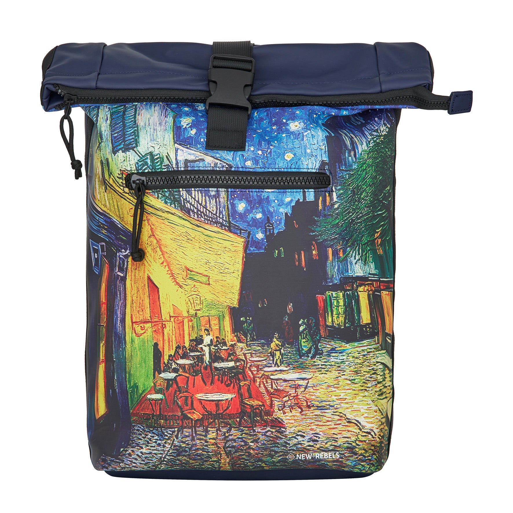 Mart Art New York Cafe At Night Waterproof Rolltop Rugzak 15.6"