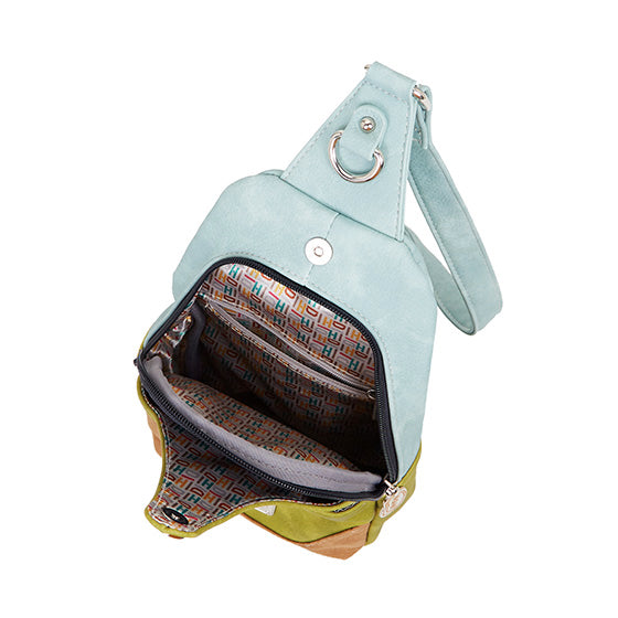 HIDIHI Slingbag Rugtas Carol CL22 Groen-Lichtblauw