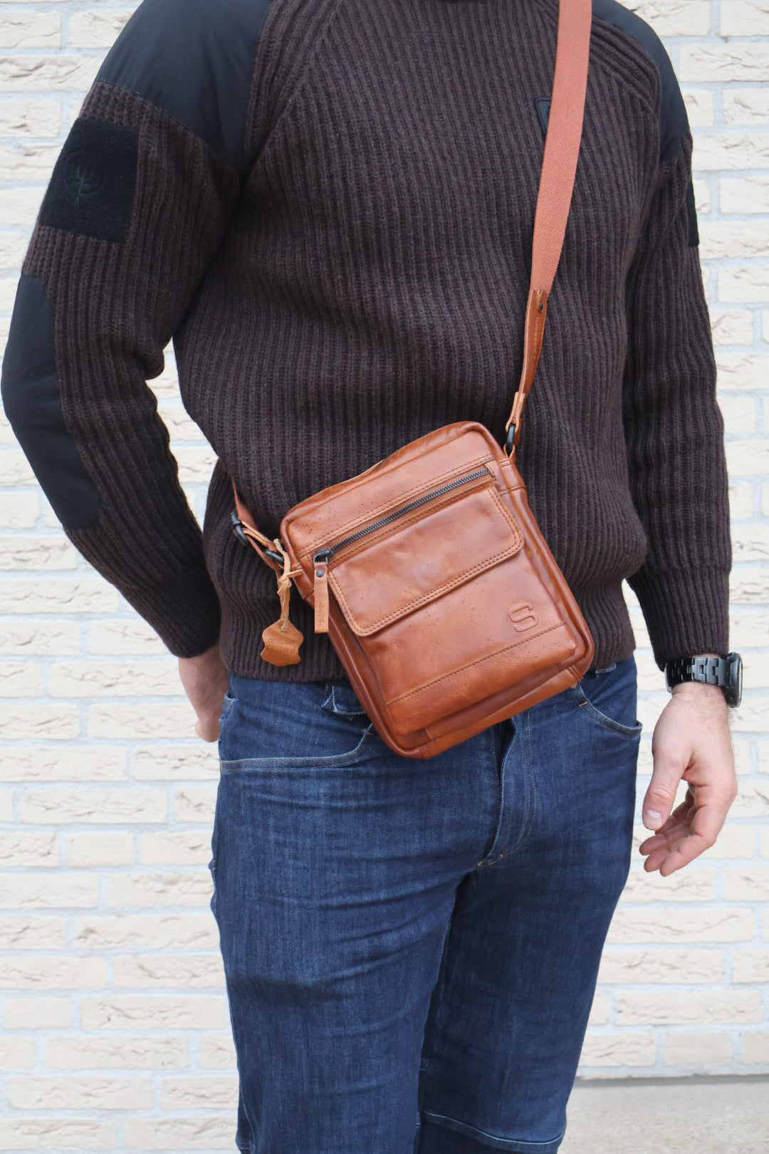 Spikes & Sparrow Leren Crossbodytas – Jason – Zwart 40741000