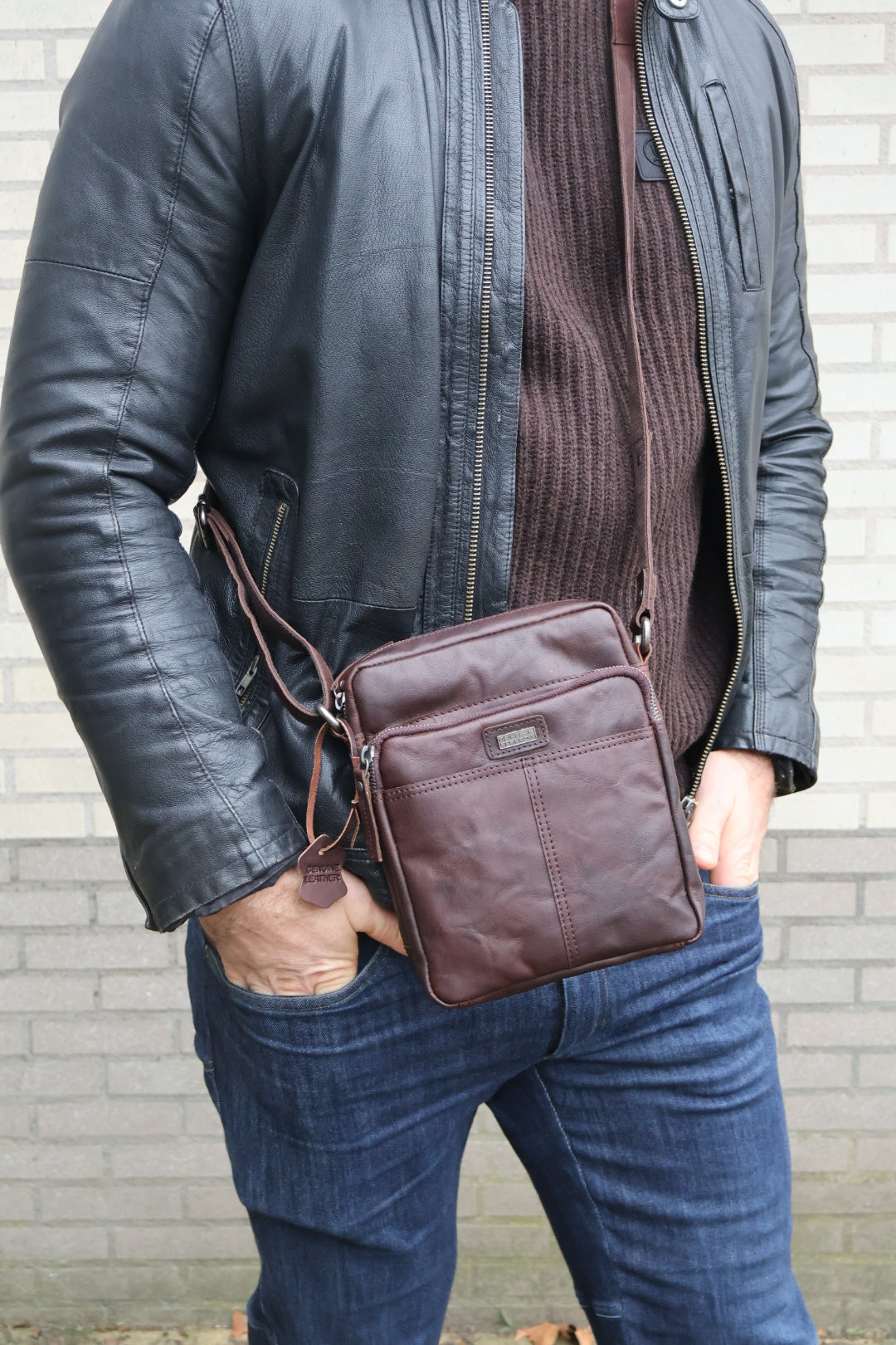 Spikes & Sparrow Leren Crossbodytas – Vermont – Donkerbruin 299D13101