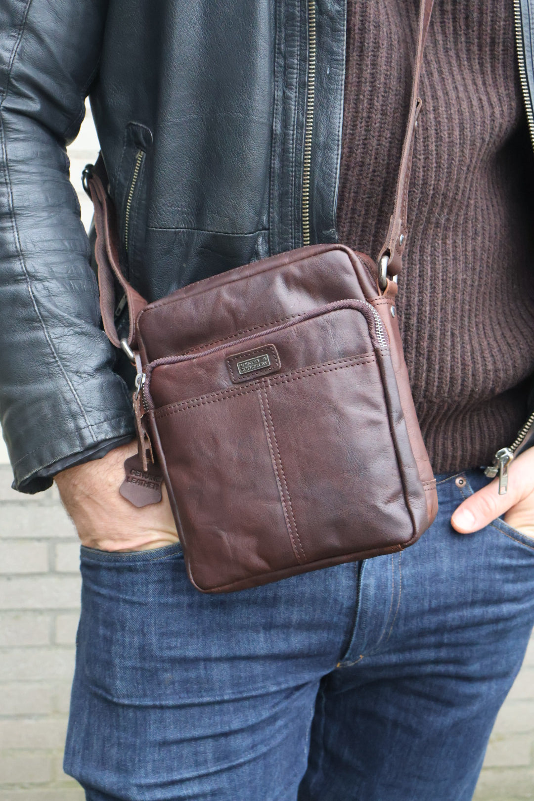 Spikes & Sparrow Leren Crossbodytas – Vermont – Donkerbruin 299D13101