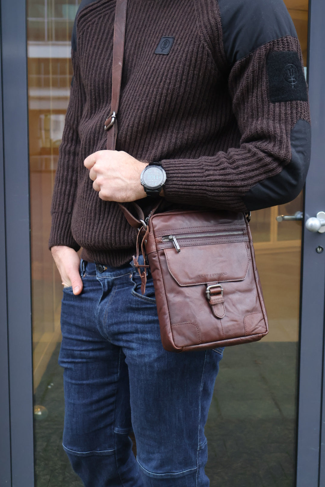 Spikes & Sparrow Leren A5 Crossbodytas – Nebraska – Zwart 24251N00