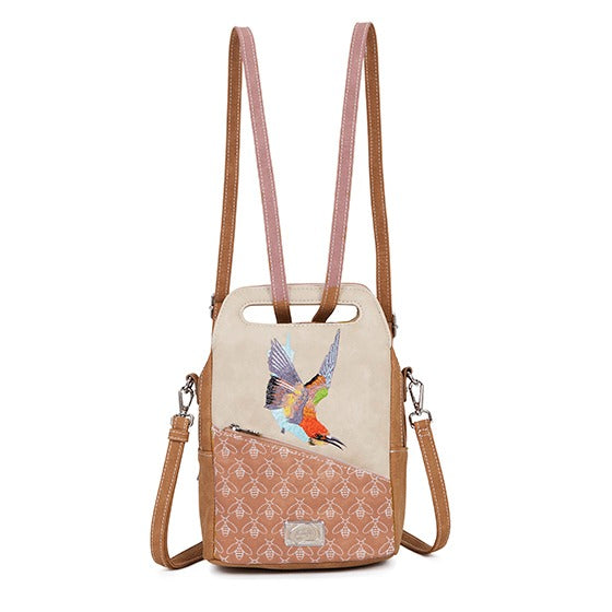 HIDIHI Rugtas/schoudertas Zzzerenade Beige/Cognac/Zacht roze ZZ01