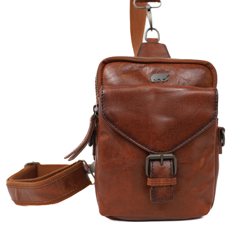 Beardesign crossbody/schoudertasje Noah Cognac AD 43639
