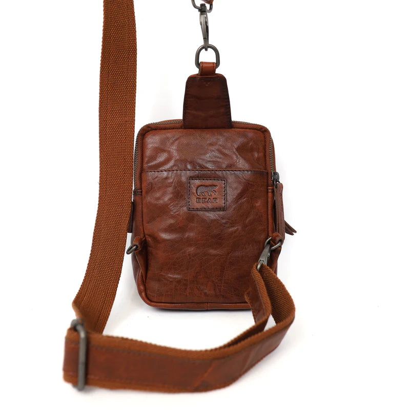Beardesign crossbody/schoudertasje Noah Cognac AD 43639