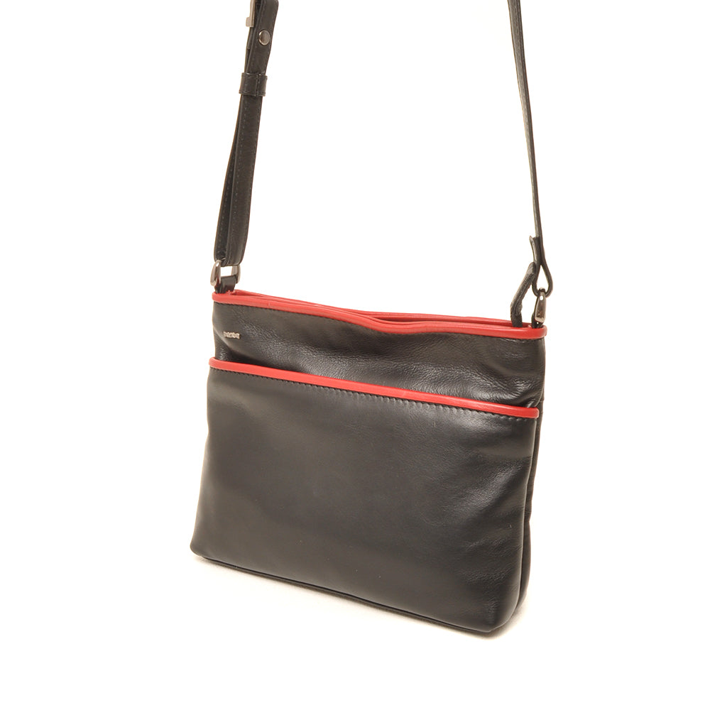 Berba Soft cross-over rits tasje 005-330-Zwart-Rood