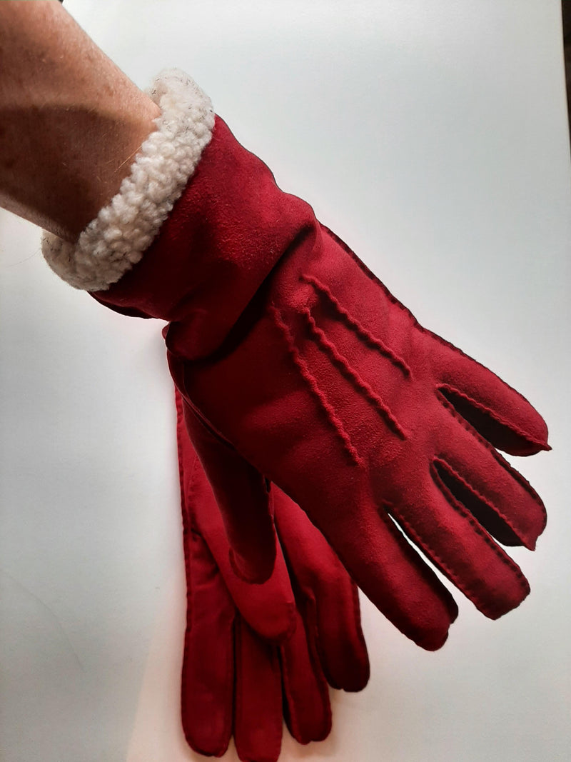 Glove Story Dames Handschoen Suede Rood Maat M