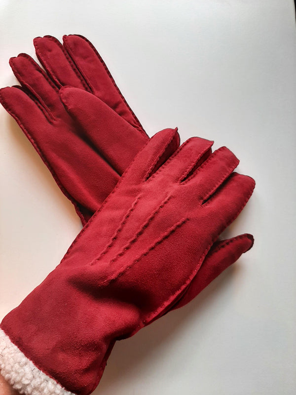 Glove Story Dames Handschoen Suede Rood Maat L
