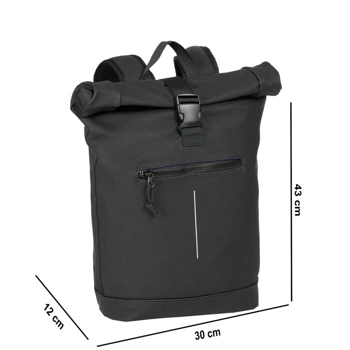 Mart Zwart Waterproof Rolltop Rugzak 15"