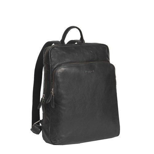 JUSTIFIED LEREN LAPTOP RUGTAS EVEREST ZWART