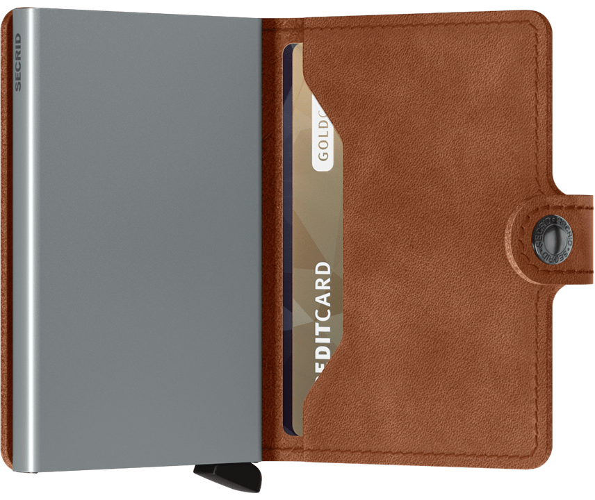 SECRID MINI WALLET VINTAGE COGNAC-SILVER