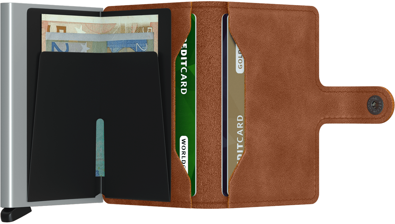 SECRID MINI WALLET VINTAGE COGNAC-SILVER